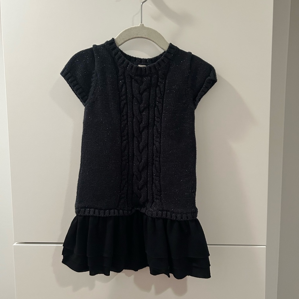Cherokee Black Metallic Knit Kids Dress